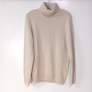 Zara Textured Turtleneck Sweater in Ivory Wool Blend Size M